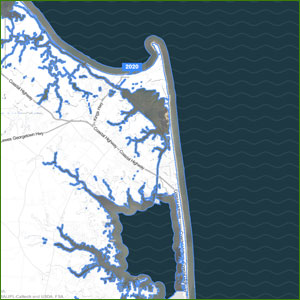 Surging Seas Map for Rehoboth Beach, DE